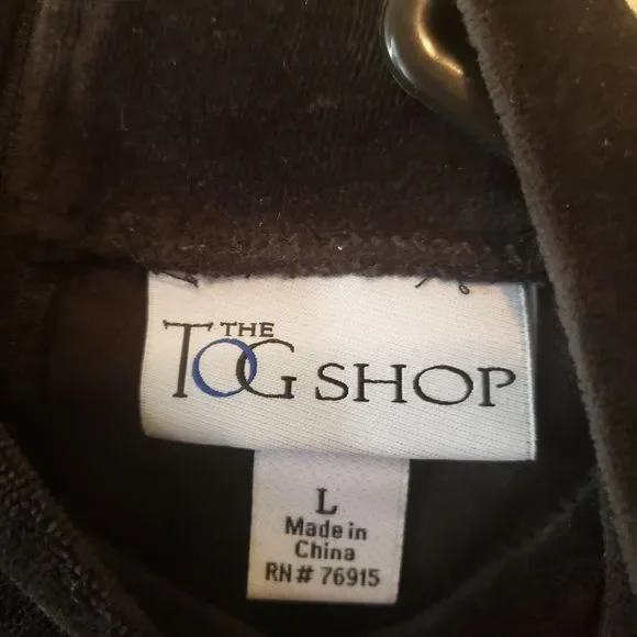 The Tog Shop Womens Mock Neck Velour Top Size Large Black - Picture 3 of 10